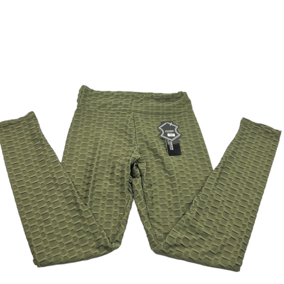 NWT Fuyukai High Waist Green Yoga Pants with Ruched Backside - Picture 1 of 6